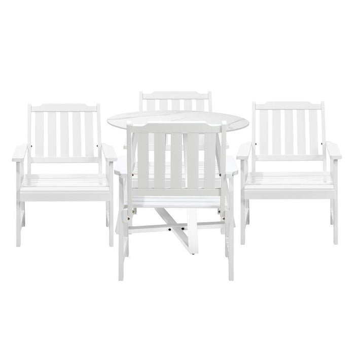 Designer Eros Marble Stone Style Table and Chair Outdoor Set | 3 or 5pc Soft Cushioned Chairs and Table Patio Furniture Set