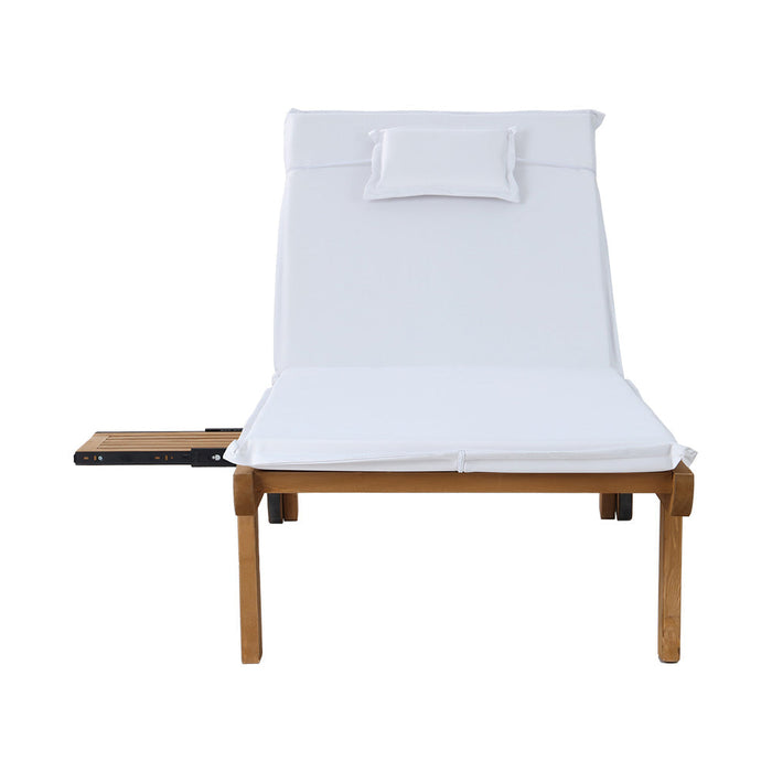 Monterosso Outdoor Cushioned Pool Loungers | Modern Adjustable Wooden Day Bed Sun Loungers