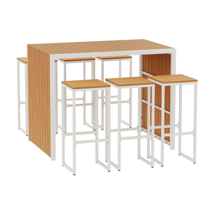 Amfore 7 Piece Outdoor Bar Set | High Quality 6 Seater Patio Bistro Table Setting