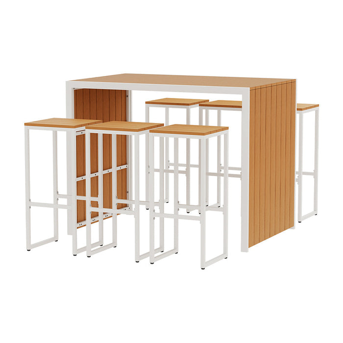 Amfore 7 Piece Outdoor Bar Set | High Quality 6 Seater Patio Bistro Table Setting
