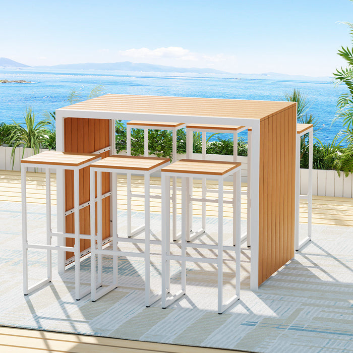 Amfore 7 Piece Outdoor Bar Set | High Quality 6 Seater Patio Bistro Table Setting