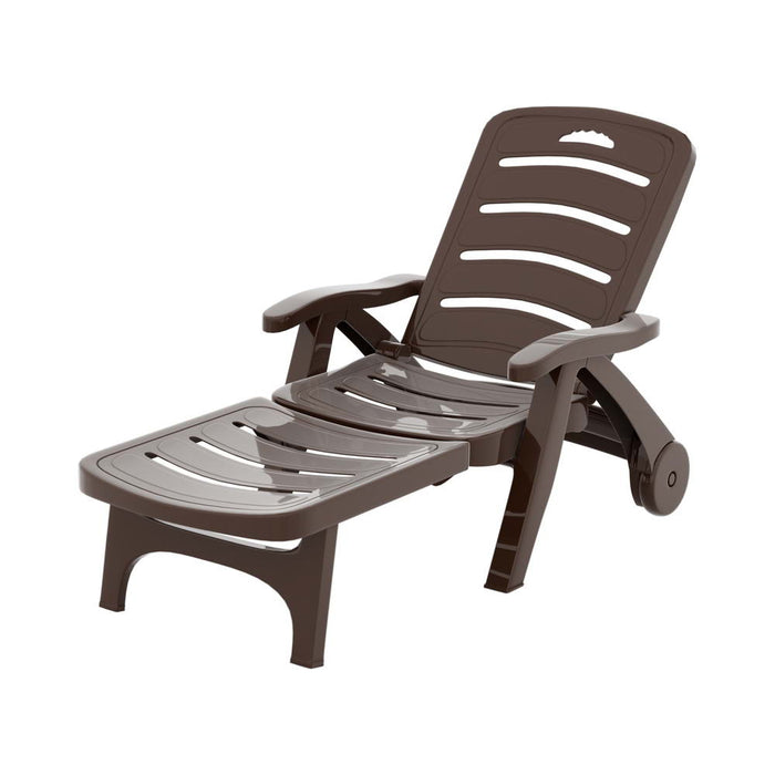 Amalfi Foldable Modern Sun Lounge | Weather Resistant Outdoor Pool Lounger Day Bed With Moveable Wheels
