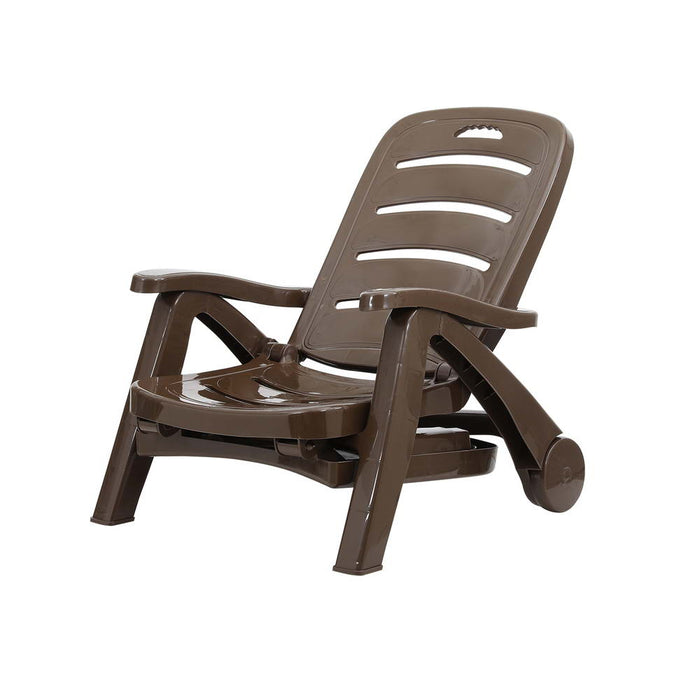 Amalfi Foldable Modern Sun Lounge | Weather Resistant Outdoor Pool Lounger Day Bed With Moveable Wheels