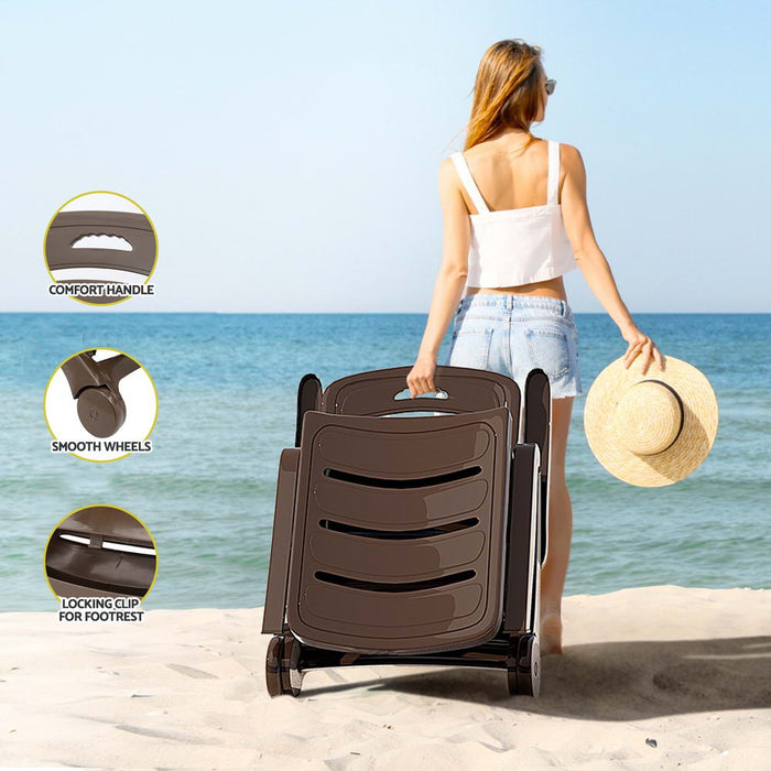 Amalfi Foldable Modern Sun Lounge | Weather Resistant Outdoor Pool Lounger Day Bed With Moveable Wheels