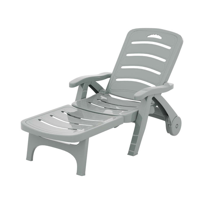 Amalfi Foldable Modern Sun Lounge | Weather Resistant Outdoor Pool Lounger Day Bed With Moveable Wheels