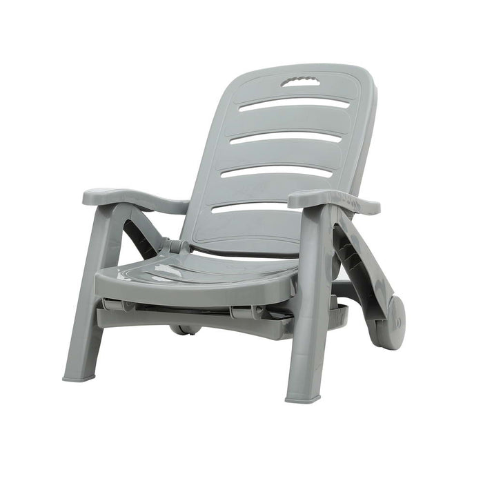 Amalfi Foldable Modern Sun Lounge | Weather Resistant Outdoor Pool Lounger Day Bed With Moveable Wheels