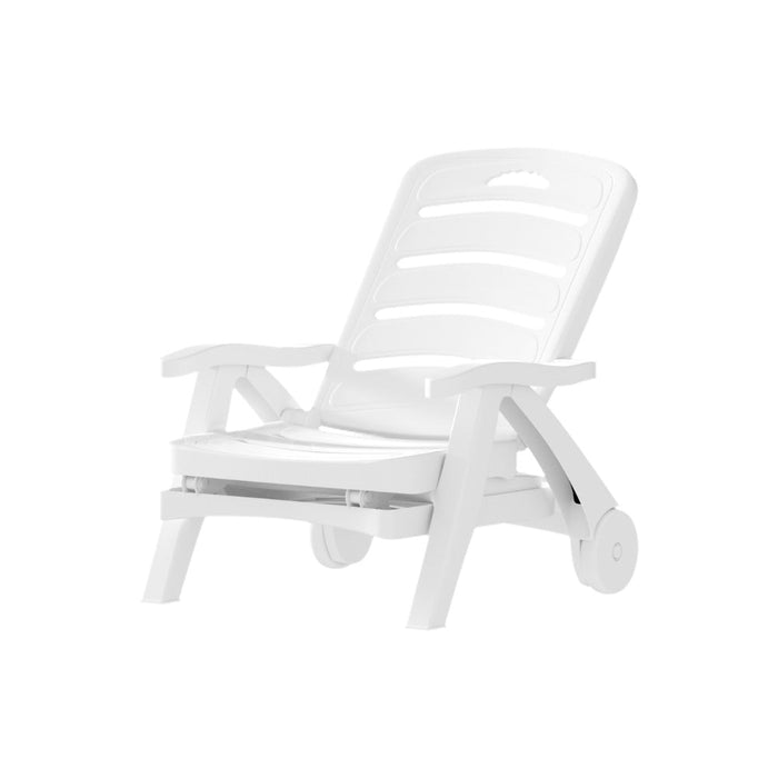 Amalfi Foldable Modern Sun Lounge | Weather Resistant Outdoor Pool Lounger Day Bed With Moveable Wheels