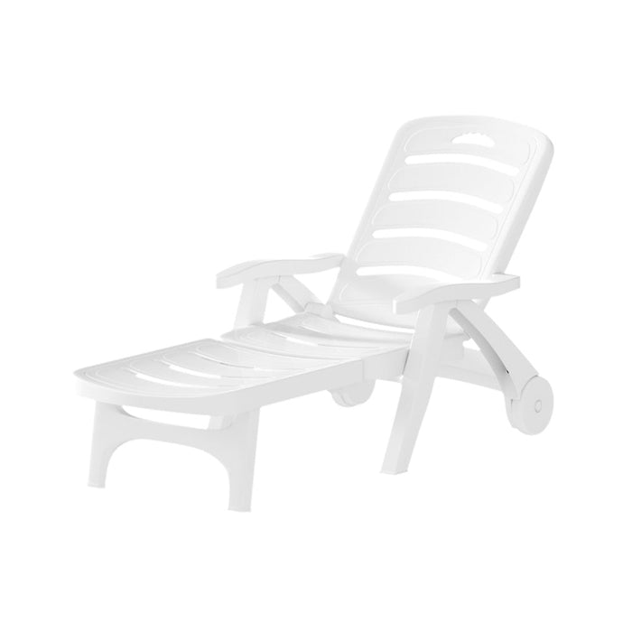 Amalfi Foldable Modern Sun Lounge | Weather Resistant Outdoor Pool Lounger Day Bed With Moveable Wheels