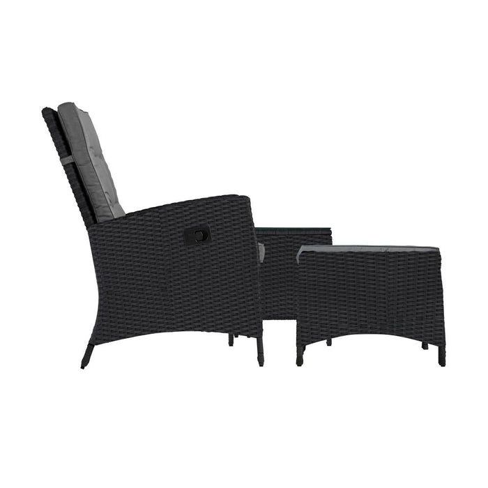 Amalfi Rattan Wicker Outdoor Chair Set | Weather Resistant Adjustable Cushioned Lounger Chairs