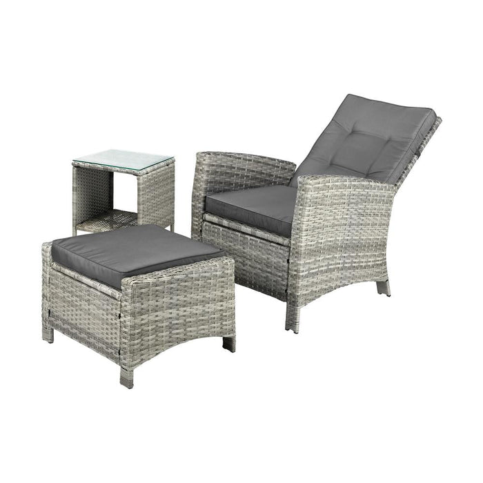 Amalfi Rattan Wicker Outdoor Chair Set | Weather Resistant Adjustable Cushioned Lounger Chairs