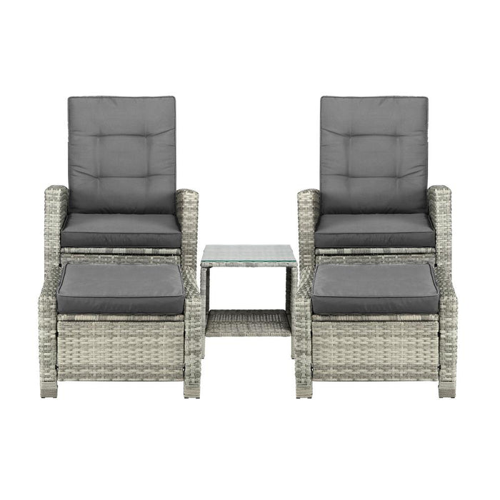 Amalfi Rattan Wicker Outdoor Chair Set | Weather Resistant Adjustable Cushioned Lounger Chairs