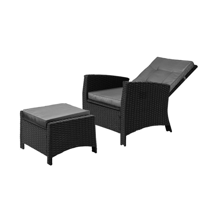 Amalfi Rattan Wicker Outdoor Chair Set | Weather Resistant Adjustable Cushioned Lounger Chairs