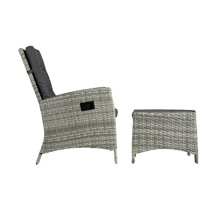 Amalfi Rattan Wicker Outdoor Chair Set | Weather Resistant Adjustable Cushioned Lounger Chairs