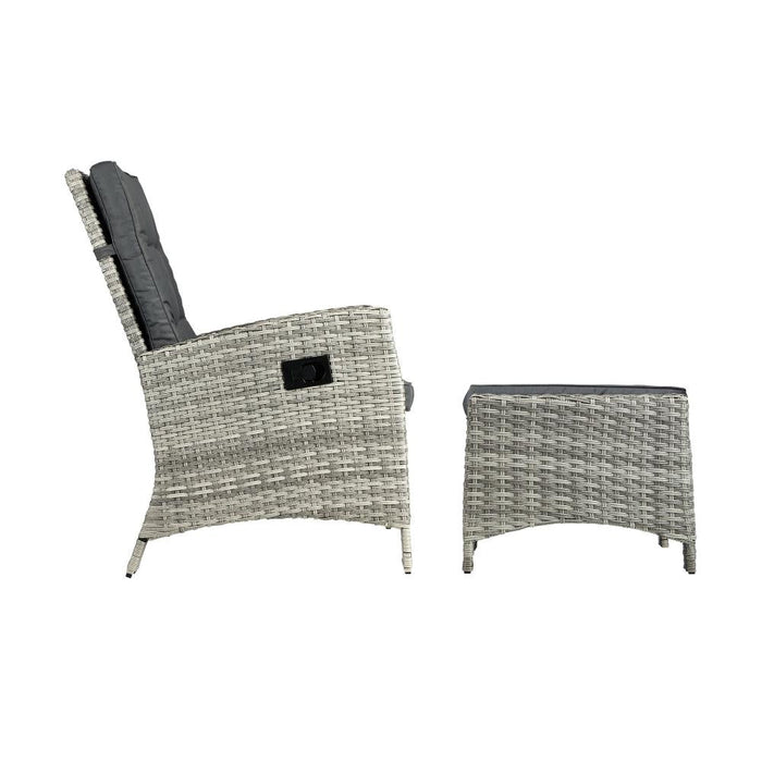 Amalfi Rattan Wicker Outdoor Chair Set | Weather Resistant Adjustable Cushioned Lounger Chairs