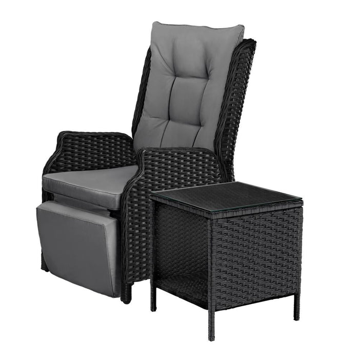 Positano Lux Rattan Wicker Outdoor Lounger Set | Weather Resistant Garden Patio Furniture | Adjustable Cushioned Lounger Sets