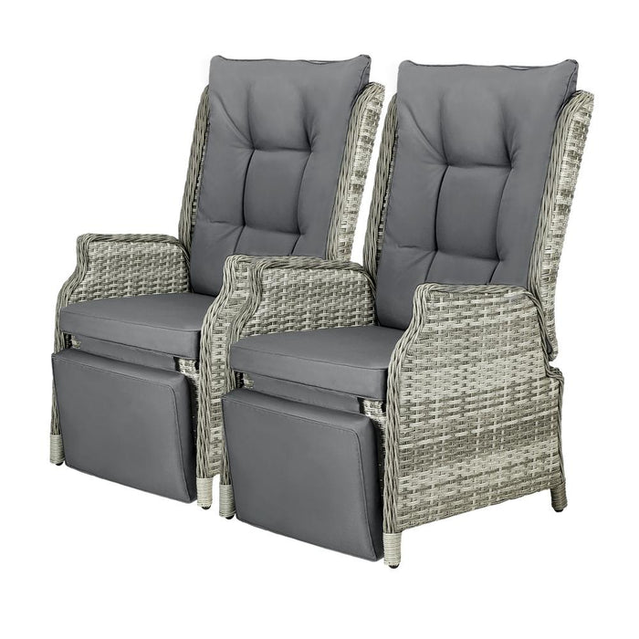 Positano Lux Rattan Wicker Outdoor Lounger Set | Weather Resistant Garden Patio Furniture | Adjustable Cushioned Lounger Sets