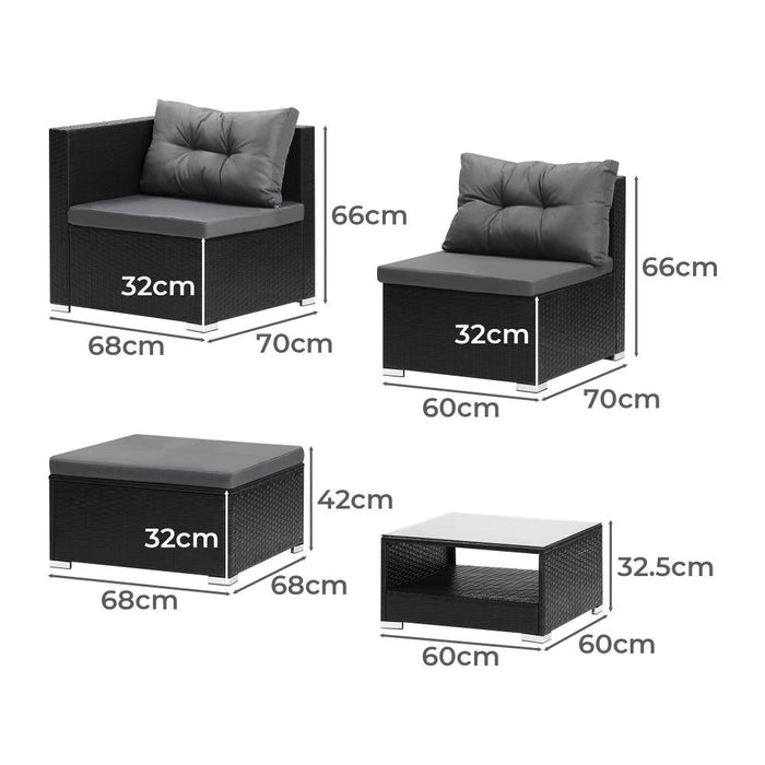 Ariana High Quality Wicker Outdoor Lounge Set | 4 or 6 Seater Modern Rattan Lounge Set with Table