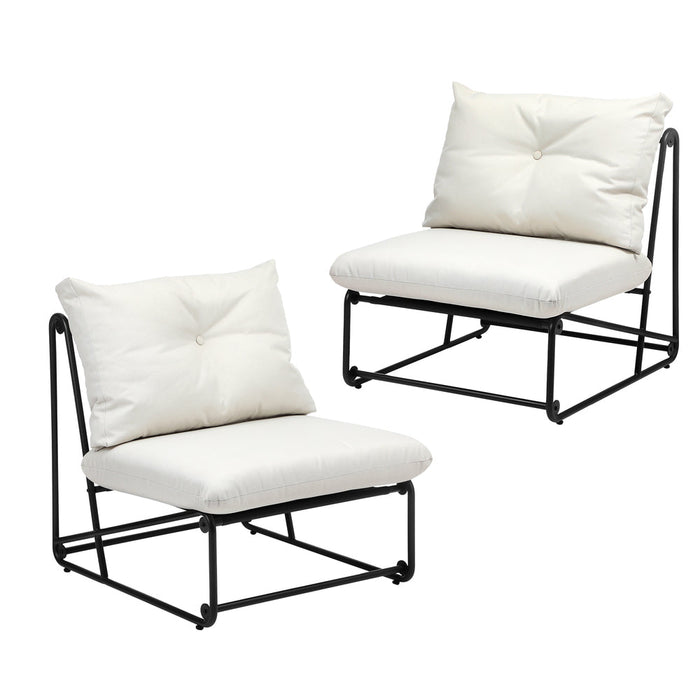 Set of Two Azzuro Plush Cushioned Weatherproof Outdoor Lounge Chairs | Super Comfy Outdoor Sofa Chairs