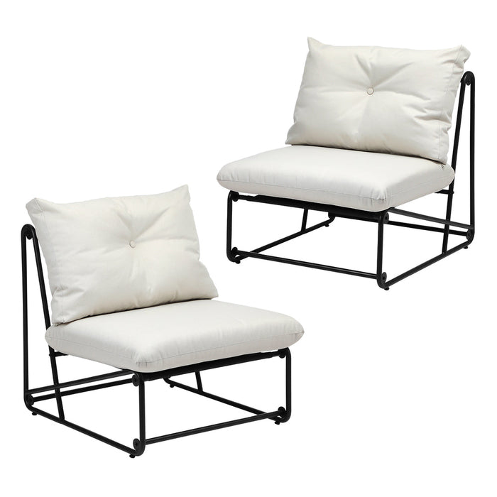 Set of Two Azzuro Plush Cushioned Weatherproof Outdoor Lounge Chairs | Super Comfy Outdoor Sofa Chairs