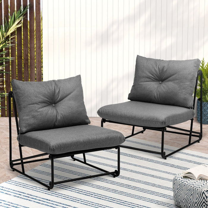 Set of Two Azzuro Plush Cushioned Weatherproof Outdoor Lounge Chairs | Super Comfy Outdoor Sofa Chairs