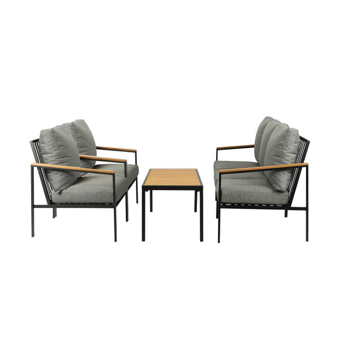 Peruzzi Deluxe Outdoor Furniture Set | Cushioned Metal Wood Patio Setting