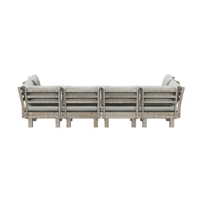 Milano Luxe Wooden Outdoor Lounge Set with Table | Modern Soft Extra Wide Cushions Outdoor Sofa Set