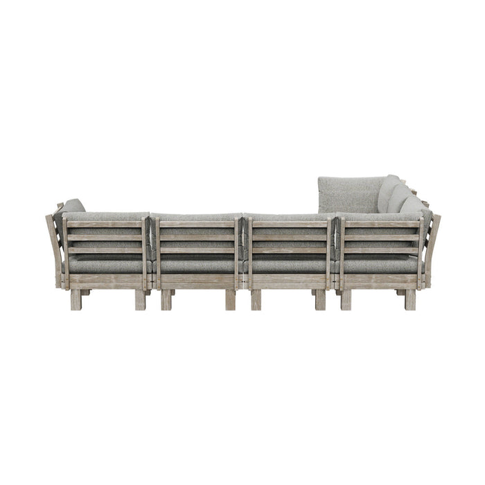 Milano Luxe Wooden Outdoor Lounge Set with Table | Modern Soft Extra Wide Cushions Outdoor Sofa Set