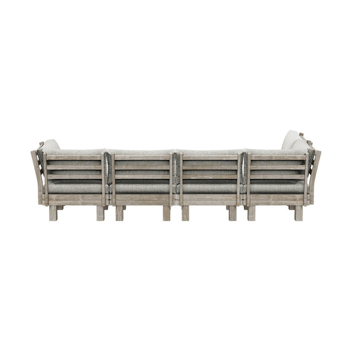 Milano Luxe Wooden Outdoor Lounge Set with Table | Modern Soft Extra Wide Cushions Outdoor Sofa Set