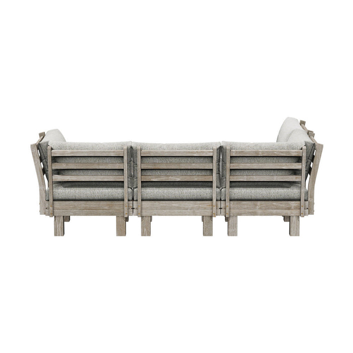 Milano Luxe Wooden Outdoor Lounge Set with Table | Modern Soft Extra Wide Cushions Outdoor Sofa Set
