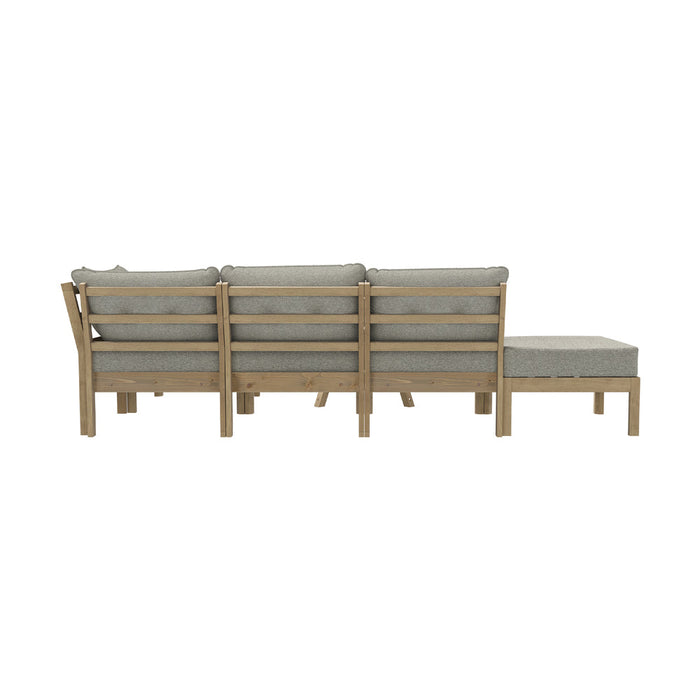 Playa Orsini Wooden Outdoor Lounge Set with Table | Modern Beige Cushion Outdoor Lounge Set