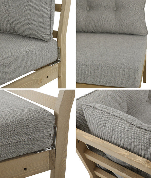 Playa Orsini Wooden Outdoor Lounge Set with Table | Modern Beige Cushion Outdoor Lounge Set