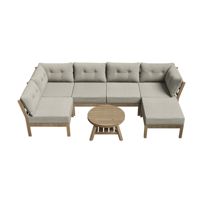 Playa Orsini Wooden Outdoor Lounge Set with Table | Modern Beige Cushion Outdoor Lounge Set