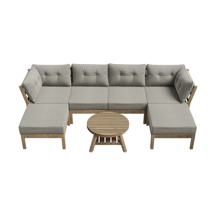 Playa Orsini Wooden Outdoor Lounge Set with Table | Modern Grey Cushion Outdoor Lounge Set