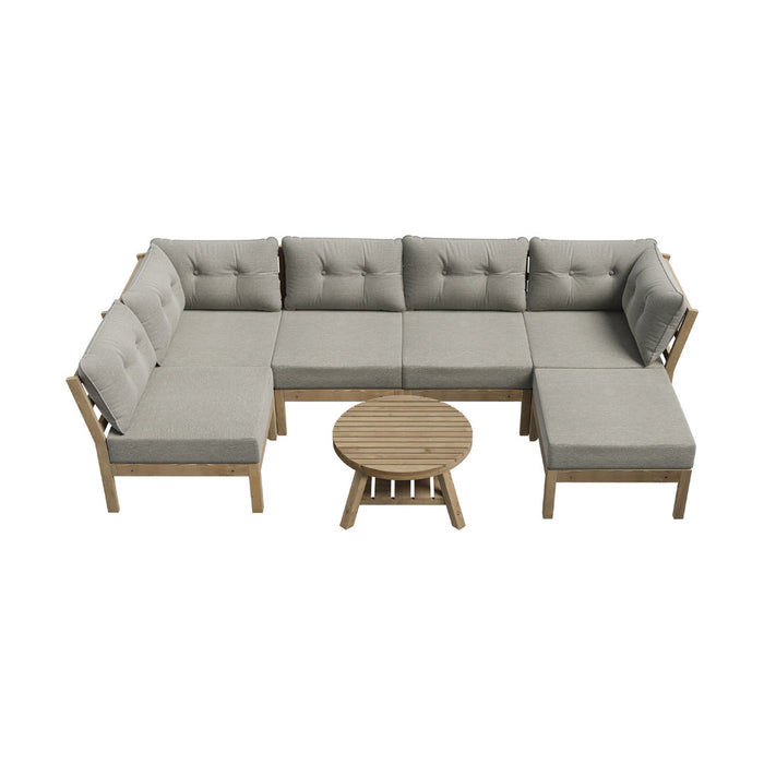 Playa Orsini Wooden Outdoor Lounge Set with Table | Modern Grey Cushion Outdoor Lounge Set