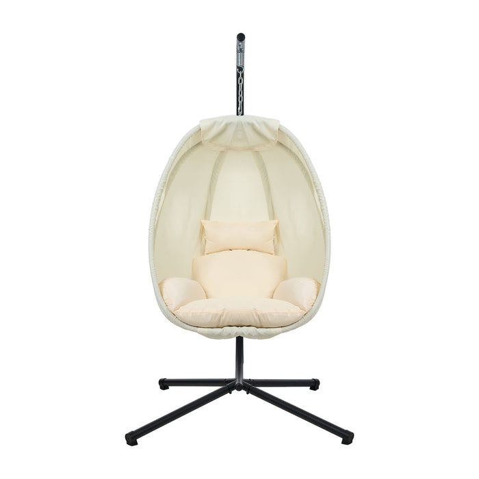 Milano Soft Padded Luxe Covered Outdoor Egg Chair | Modern Swinging Plush Egg Chair