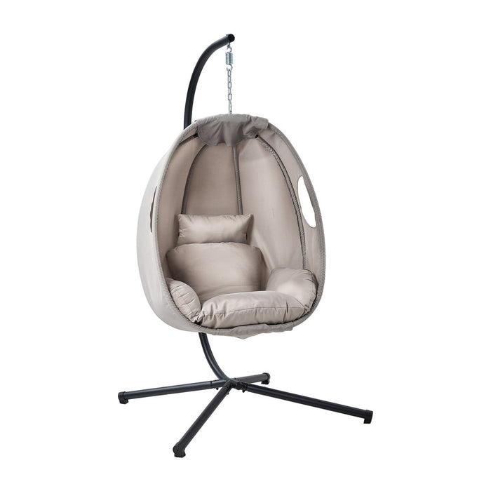 Milano Soft Padded Luxe Covered Outdoor Egg Chair | Modern Swinging Plush Egg Chair