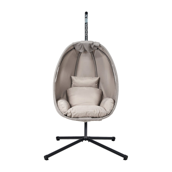 Milano Soft Padded Luxe Covered Outdoor Egg Chair | Modern Swinging Plush Egg Chair