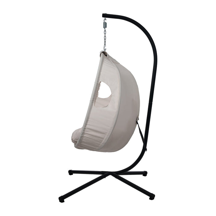 Milano Soft Padded Luxe Covered Outdoor Egg Chair | Modern Swinging Plush Egg Chair