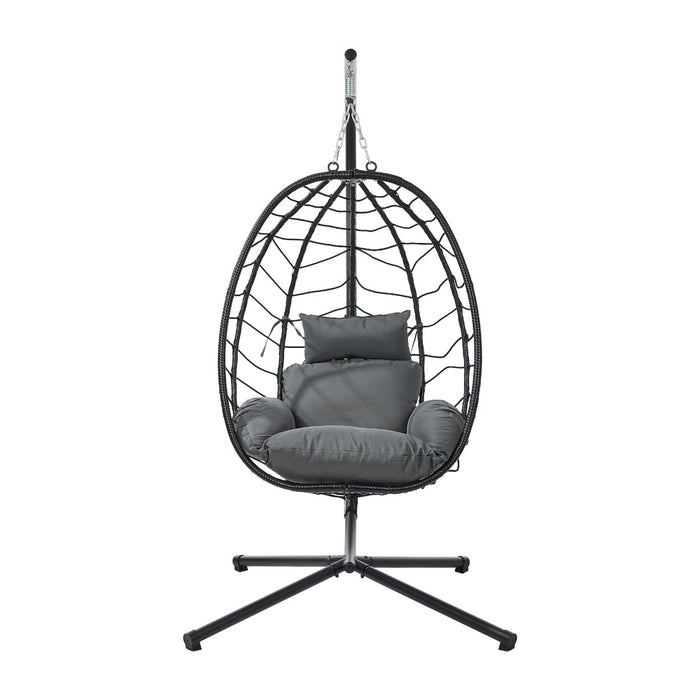 Milano Soft Padded Luxe Rattan Outdoor Egg Chair | Modern Swinging Plush Egg Chair