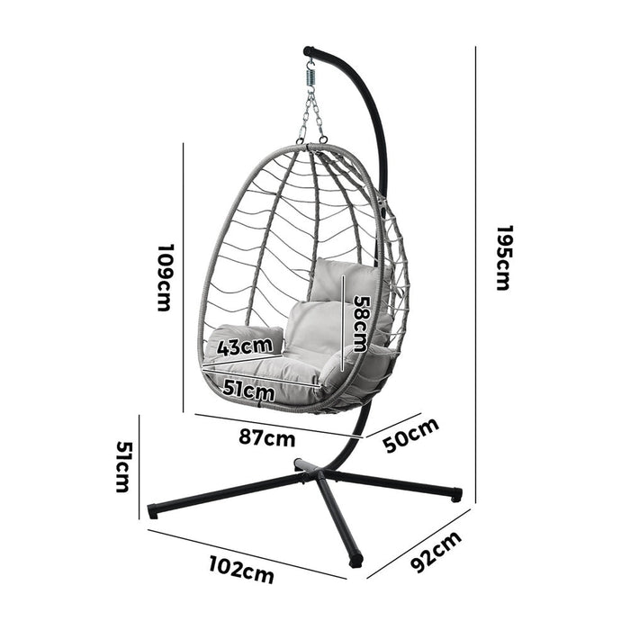 Milano Soft Padded Luxe Rattan Outdoor Egg Chair | Modern Swinging Plush Egg Chair