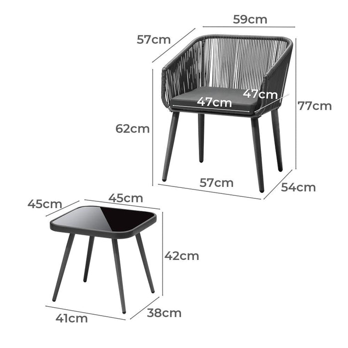Imoli Modern Designer Outdoor Furniture Set | 3 or 5 Piece Rope Style High Quality Lounge Setting | Balcony Patio Set