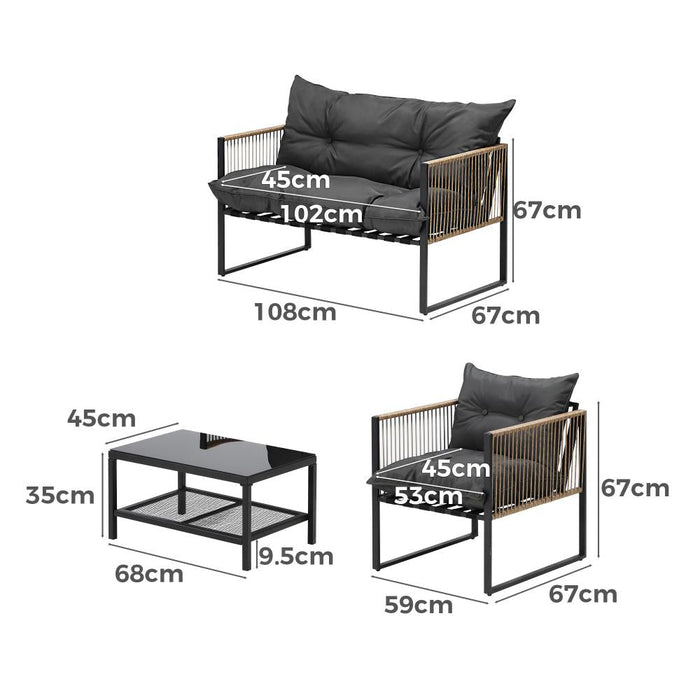 Ulara 4 Piece Outdoor Furniture Patio Set | UV Resistant Wicker Lounger Setting