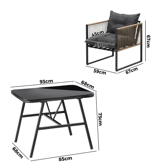 Premium 3 or 5pc Nuvo Table and Chair Outdoor Set | Soft Cushioned Chairs and Table Patio Furniture Set