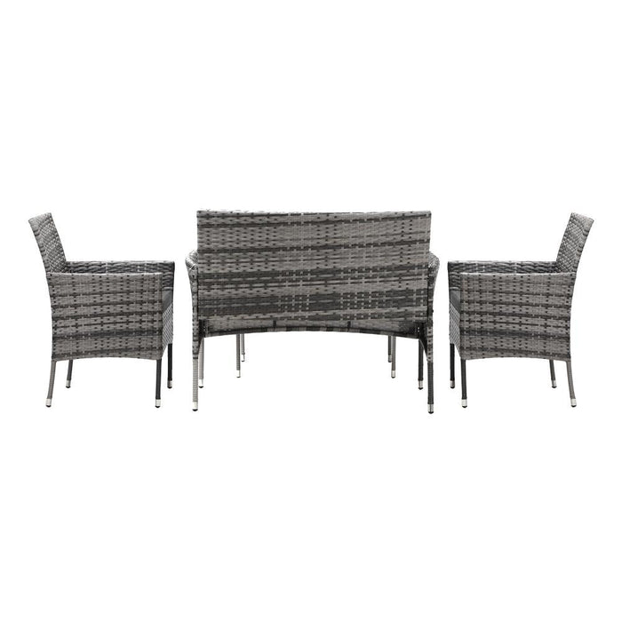 Terraza Premium Wicker Rattan 4pc Outdoor Furniture Set | 4 Piece Outdoor Lounge and Table Patio Set