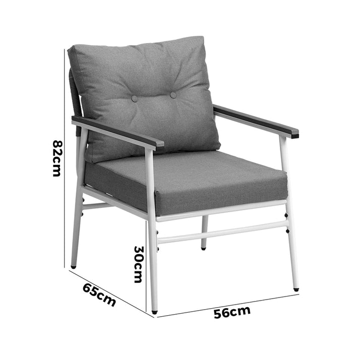 Set of Two Puglia Modern Weatherproof Outdoor Chairs with Cushions | Two Indoor Outdoor Patio Balcony Chairs