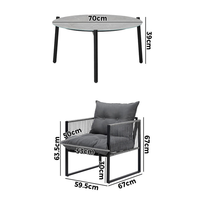 Amalfi  3 or 5pc Premium Table and Chair Outdoor Set | Soft Cushioned Chairs and Table Patio Furniture Set