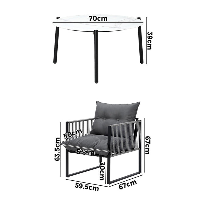 Amalfi  3 or 5pc Premium Table and Chair Outdoor Set | Soft Cushioned Chairs and Table Patio Furniture Set