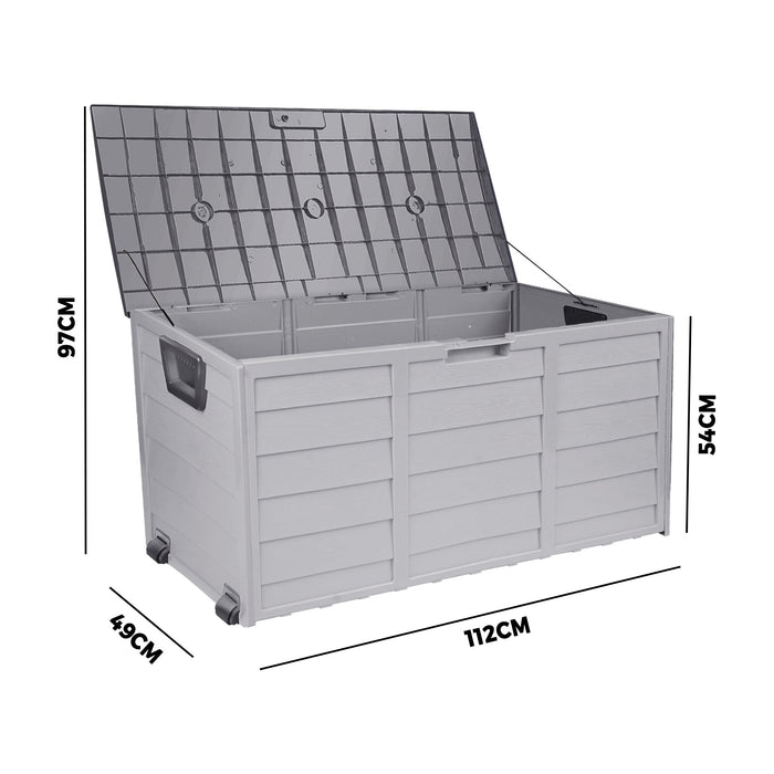 Forte Premium Weatherproof Outdoor Storage Box | Grey or Black Lockable Storage | Garage Storage Box by Livsip