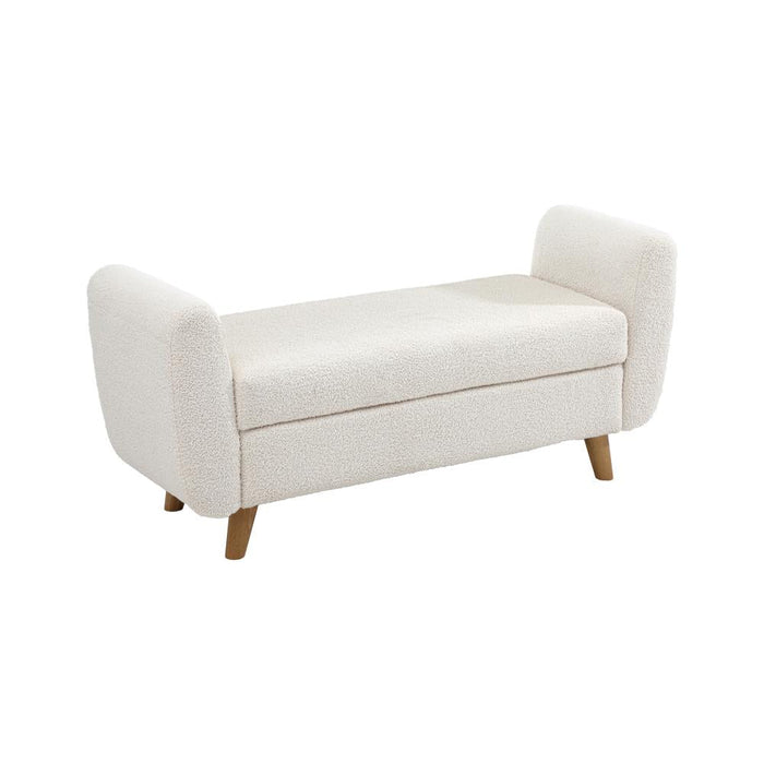 Teddy Boucle Seating Storage Ottoman Daybed | White Boucle Blanket Box Seating Bench