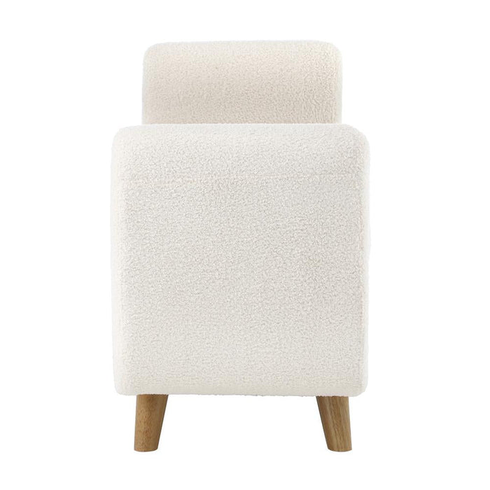 Teddy Boucle Seating Storage Ottoman Daybed | White Boucle Blanket Box Seating Bench